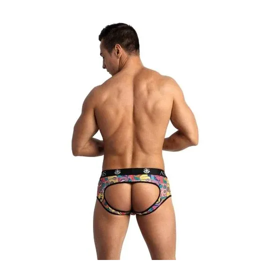 Slip bikini aperto uomo stampa fumetti bianco ANAIS MEN JOCK - vista frontale