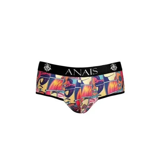 Slip de bikini ouvert homme imprimé comics blanc ANAIS MEN JOCK - vue face