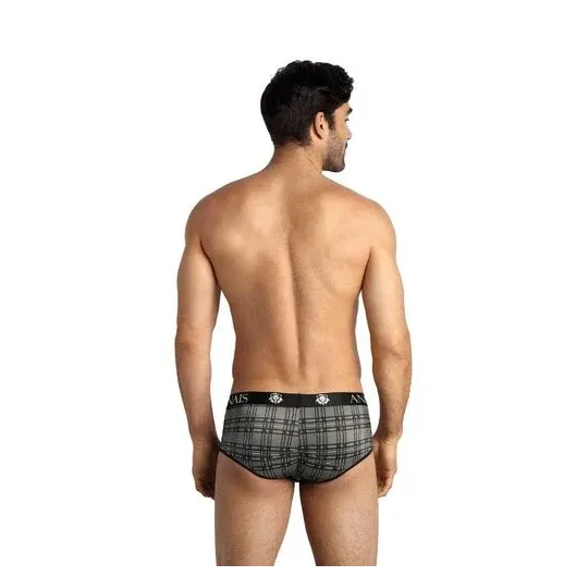Slip microfibre carreaux noir gris ANAIS MEN, coupe sportive, vue avant