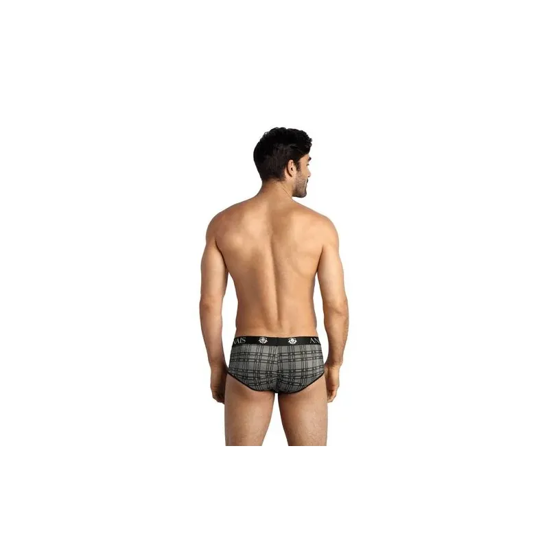 Herren Slip kariert schwarz grau Mikrofaser ANAIS MEN, sportlicher Schnitt, Vorderansicht