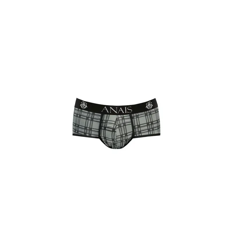 Slip microfibre carreaux noir gris ANAIS MEN, coupe sportive, vue avant