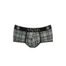 Slip microfibre carreaux noir gris ANAIS MEN, coupe sportive, vue avant