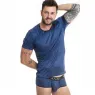 T-shirt tulle rayé satiné bleu marine Anais Men - rayures verticales satinées pour homme
