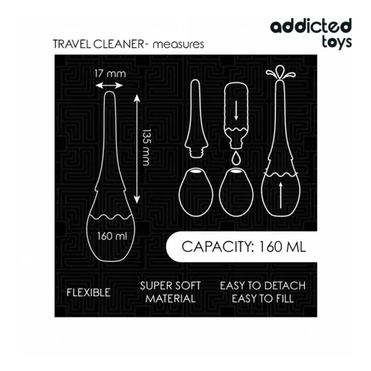 Pulitore da viaggio Addicted Toys Model 3 160 ml per giocattoli intimi - vista anteriore