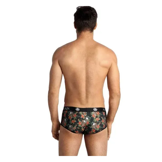 Slip uomo in modal morbido ANAIS MEN con stampa rose e teschi, taglio sportivo, gambe corte.