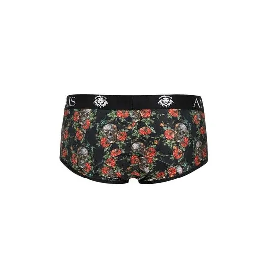 Slip homme modal doux ANAIS MEN avec imprimé roses et crânes, coupe sportive, jambes courtes.