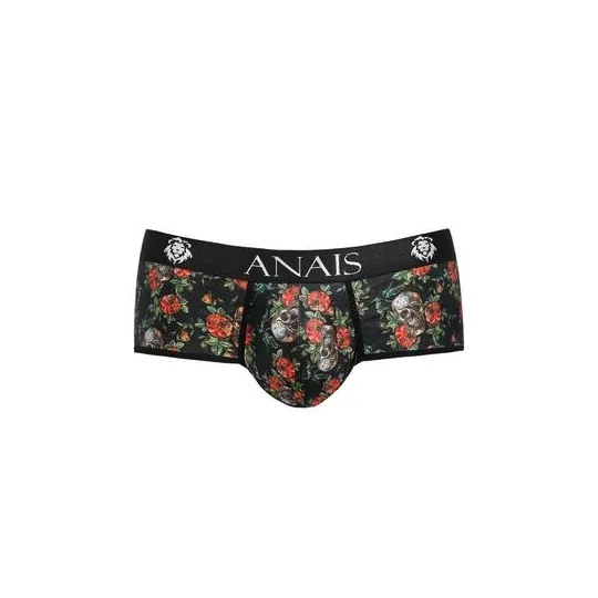 Slip homme modal doux ANAIS MEN avec imprimé roses et crânes, coupe sportive, jambes courtes.