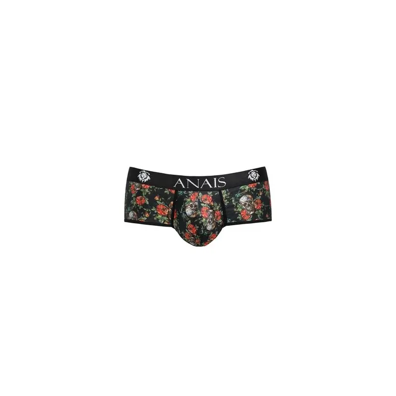 Slip homme modal doux ANAIS MEN avec imprimé roses et crânes, coupe sportive, jambes courtes.