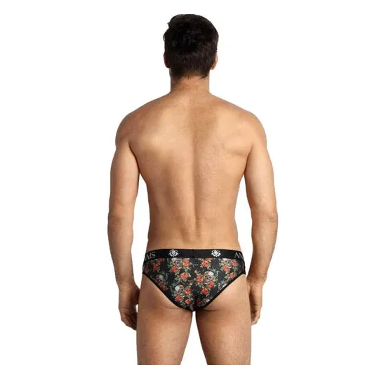 Slip uomo Anais Men con motivo rose e teschi, vista frontale, tessuto morbido
