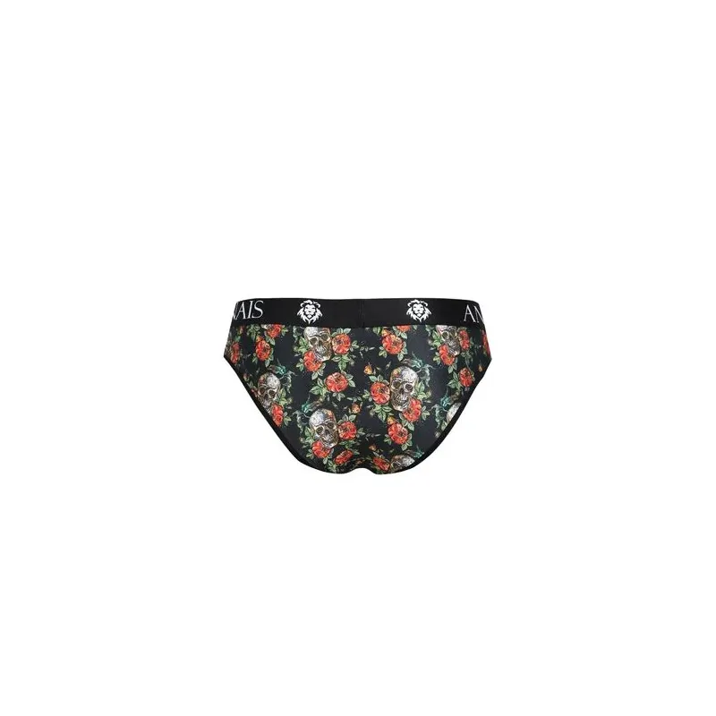Slip uomo Anais Men con motivo rose e teschi, vista frontale, tessuto morbido