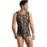 Herren ärmelloses Shirt ANAIS MEN mit Rosen und Totenkopf-Print, enganliegend