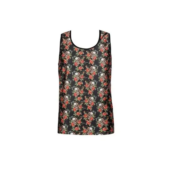 Chaleco de hombre ANAIS MEN con estampado rosas y calaveras, ajustado