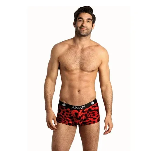 Men's boxer brief ANAIS MEN red animal print, soft microfiber, longer legs, sporty cut