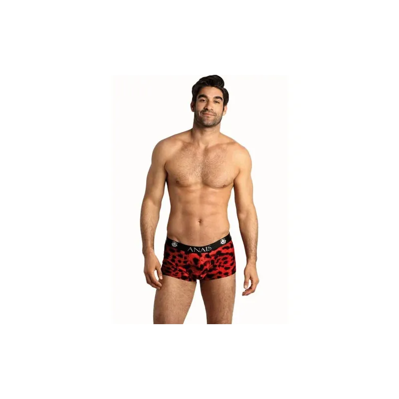Boxer uomo ANAIS MEN rosso stampa animaliera, microfibra morbida, gamba più lunga, taglio sportivo