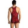 Top microfibra rosso stampa animalier Anais Men uomo vista anteriore senza maniche