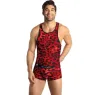 Top microfibre rouge imprimé animal Anais Men pour homme vue avant sans manches