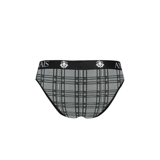 Slip hombre de microfibra con estampado de cuadros negro gris blanco ANAIS MEN Balance S, cintura elástica confortable