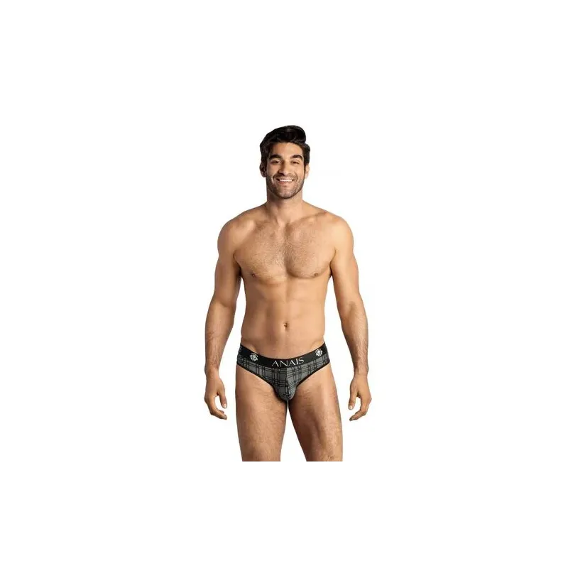 Slip homme microfibre à carreaux noirs gris blancs ANAIS MEN Balance S - vue avant, taille élastique confortable