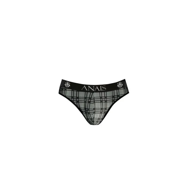 Slip homme microfibre à carreaux noirs gris blancs ANAIS MEN Balance S - vue avant, taille élastique confortable