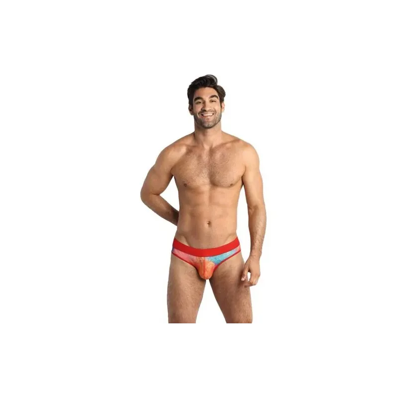 Men's banana print brief ANAIS MEN - soft Lycra athletic trunk with colorful fruit pattern, elastic waistband