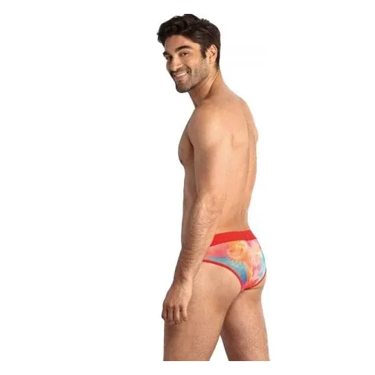 Men's banana print brief ANAIS MEN - soft Lycra athletic trunk with colorful fruit pattern, elastic waistband