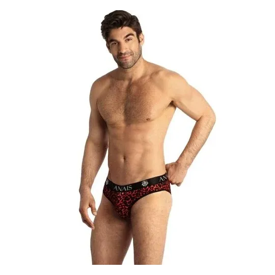 Slip uomo ANAIS in microfibra rossa con motivo tribale, taglia XL
