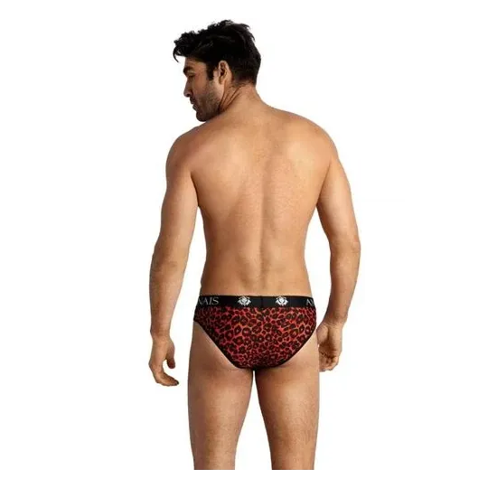 Slip hombre ANAIS en microfibra roja con estampado tribal, talla XL