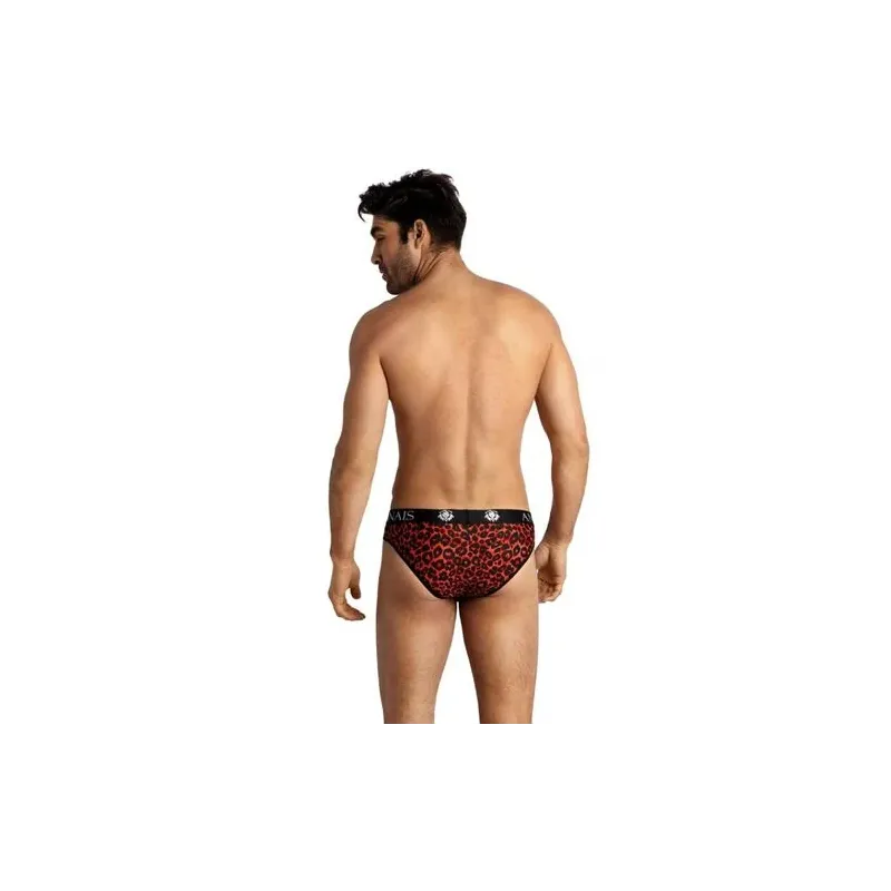 Herren Slip ANAIS aus roter Mikrofaser mit Tribal-Motiv, Größe XL