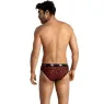 Herren Slip ANAIS aus roter Mikrofaser mit Tribal-Motiv, Größe XL
