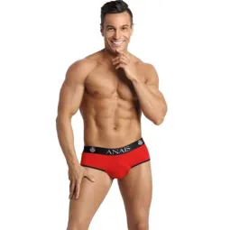 Slip de bikini jock homme microfibre rouge avec bordure noire - ANAIS MEN JOCK - fesse ouverte