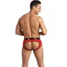 Red microfibre men's jock bikini with black trim by ANAIS MEN JOCK - open back design