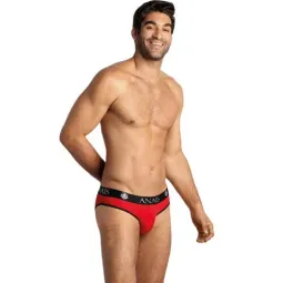 Slip homme microfibre rouge ANAIS Soul Slip vue de face bordure noire taille élastique confortable tendance 2025