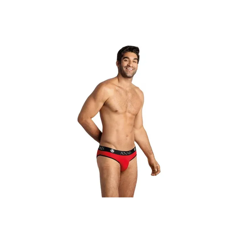 Men's red microfiber brief ANAIS Soul Slip front view black elastic waistband comfortable underwear 2025