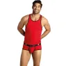 Top sans manches en microfibre rouge ANAIS MEN pour homme, vue de face, bordure noire.