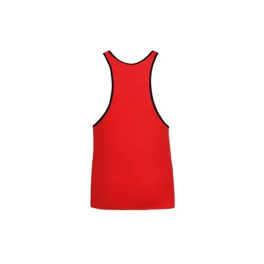 Top senza maniche in microfibra rosso ANAIS MEN per uomo, vista frontale, bordo nero.