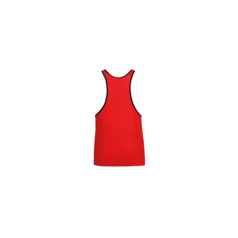 Top senza maniche in microfibra rosso ANAIS MEN per uomo, vista frontale, bordo nero.