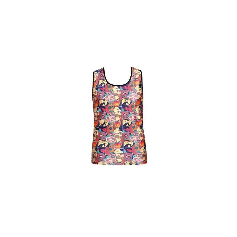 Men's sleeveless tank top ANAIS MEN comic print front view soft polyamide fabric