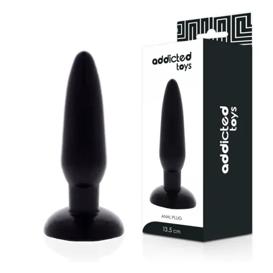 Addicted Toys flexible TPR 13.5 cm black anal plug for beginners - overall view