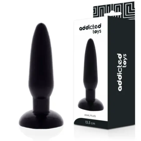 Addicted Toys Analplug 13,5 cm flexibel TPR schwarz für Anfänger Dehnung - Gesamtansicht