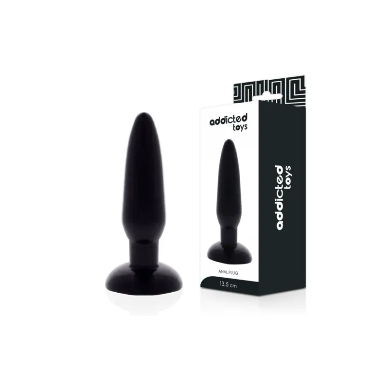 Plug anale Addicted Toys 13.5 cm TPR flessibile nero per principianti - vista d'insieme