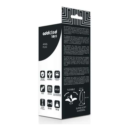 Addicted Toys Analplug 13,5 cm flexibel TPR schwarz für Anfänger Dehnung - Gesamtansicht