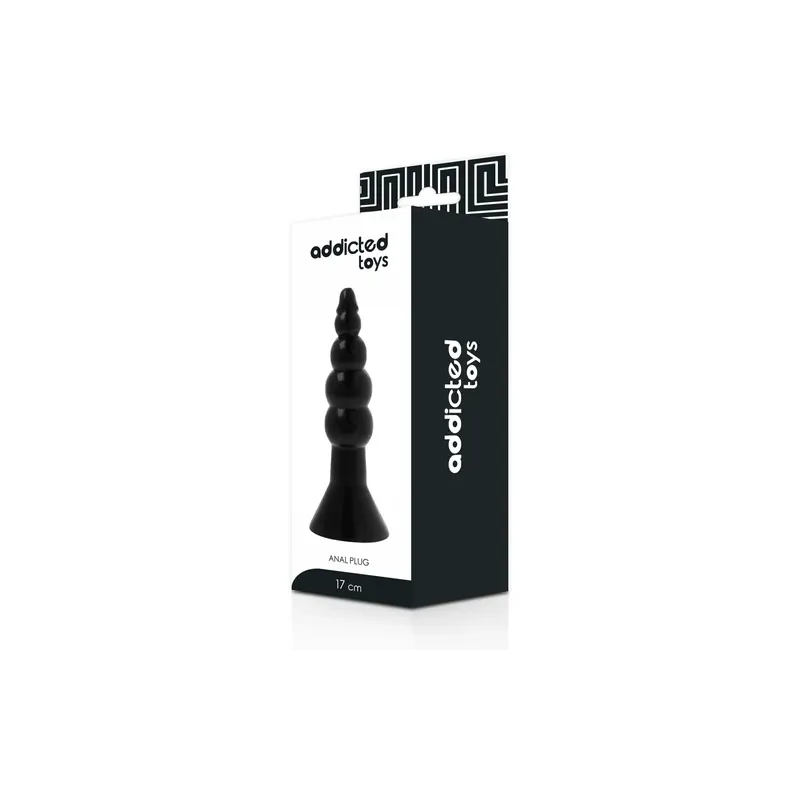 Overall view of Addicted Toys black anal plug 17 cm in TPR phthalate-free, for anal dilation