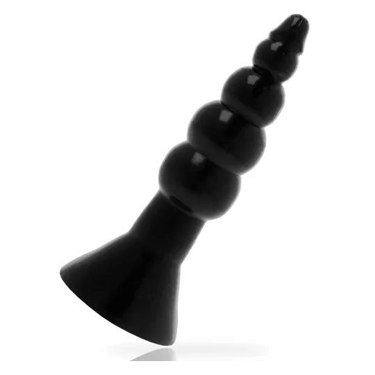 Vista d'insieme del plug anale nero Addicted Toys 17 cm in TPR senza ftalati, per dilatazione anale