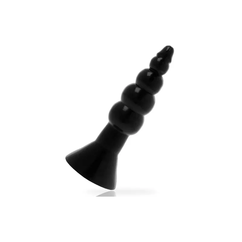 Vista d'insieme del plug anale nero Addicted Toys 17 cm in TPR senza ftalati, per dilatazione anale