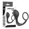Analplug mit Penisring Addicted Toys aus schwarzem Silikon – Gesamtansicht von vorne