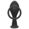 Analplug mit Penisring Addicted Toys aus schwarzem Silikon – Gesamtansicht von vorne