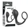 Plug anal avec anneau pénien Addicted Toys en silicone noir – vue d'ensemble avant
