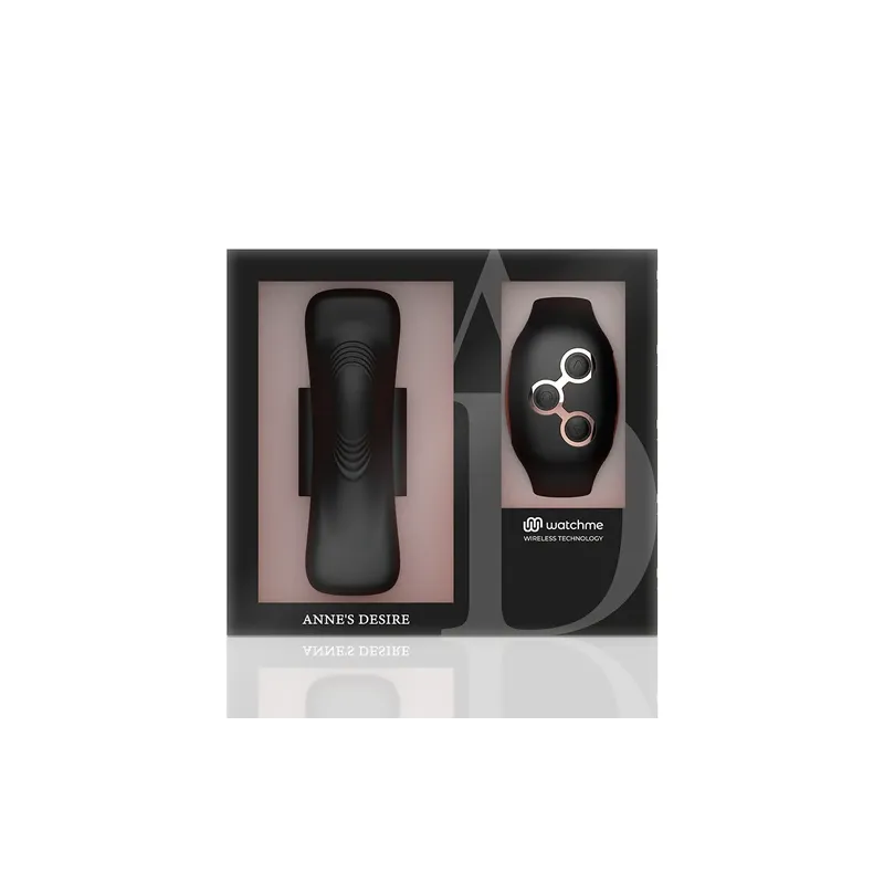 Mutandine vibranti connesse Anne's Desire nero e oro con tecnologia WatchMe e telecomando smartwatch