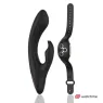 Vibromasseur lapin Anne's Desire noir et or avec télécommande montre WATCHME, deux moteurs indépendants en silicone médical.