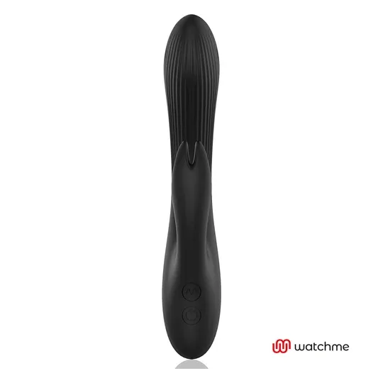 Vibrador conejo Anne's Desire negro y dorado con mando reloj WATCHME, dos motores independientes de silicona médica.